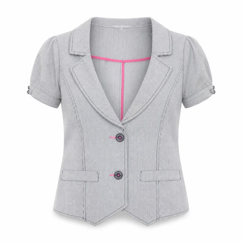 Debenhams Women Grey Pinstripe Short Sleeve Suit Top Size 14