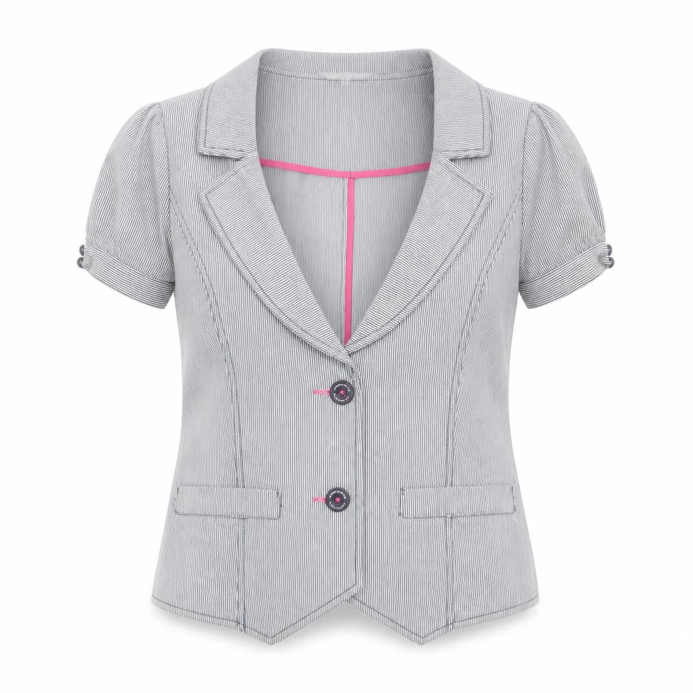 Debenhams Women Grey Pinstripe Short Sleeve Suit Top Size 14