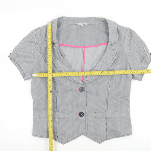 Debenhams Women Grey Pinstripe Short Sleeve Suit Top Size 14