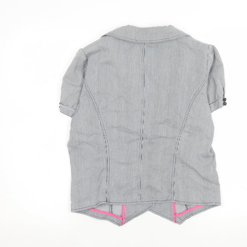 Debenhams Women Grey Pinstripe Short Sleeve Suit Top Size 14