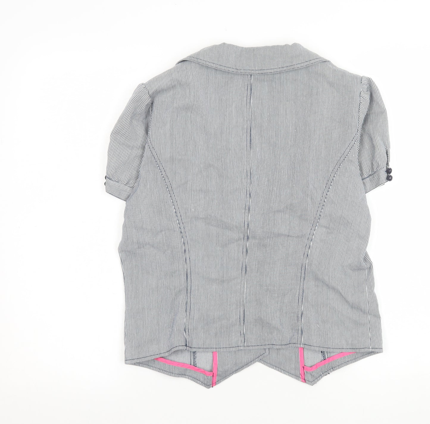 Debenhams Women Grey Pinstripe Short Sleeve Suit Top Size 14