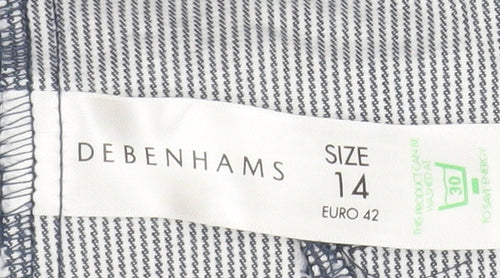 Debenhams Women Grey Pinstripe Short Sleeve Suit Top Size 14