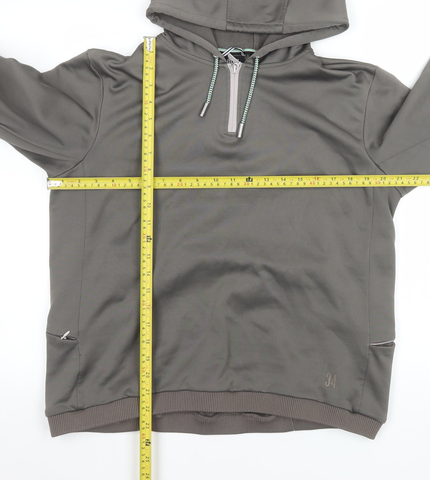 Union 34 Women's Grey 1/2 Zip Hooded Sweatshirt XL Relaxed Fit