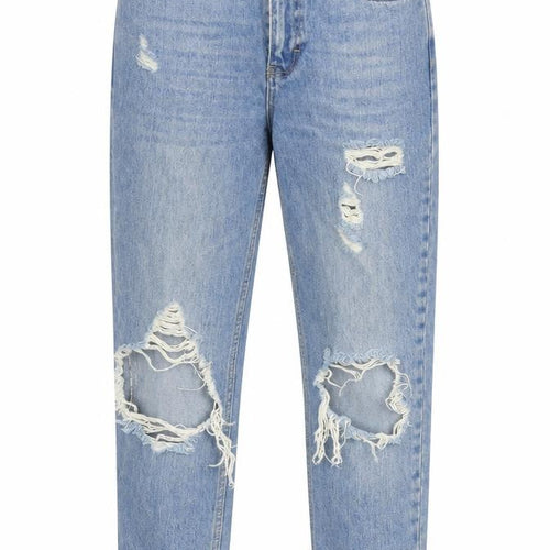 Topshop Womens Blue Distressed Mom Jeans Size 8 High Rise Denim