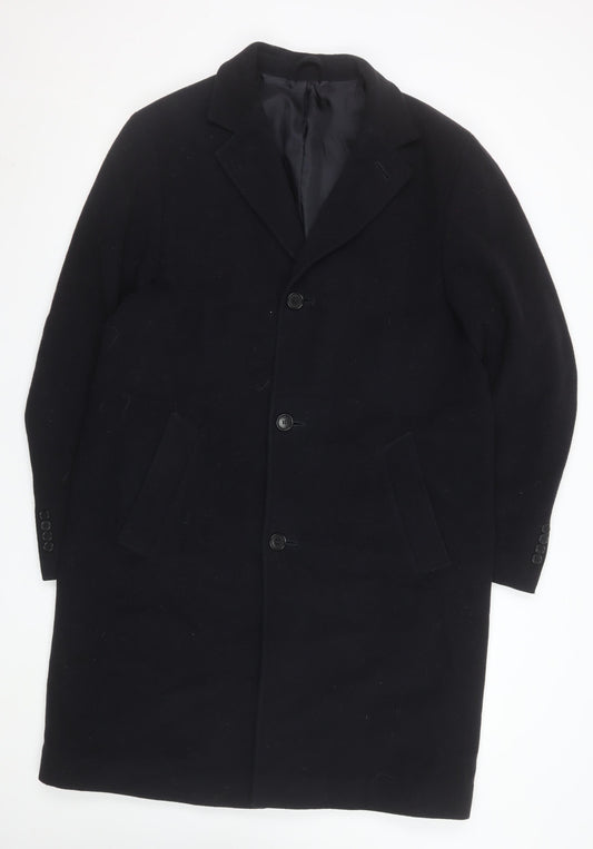 Marks and Spencer Men's Navy Wool Overcoat Medium Regular Fit