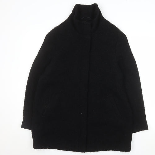 BHS Women’s Black Wool Blend Mid-Length Overcoat Size 14