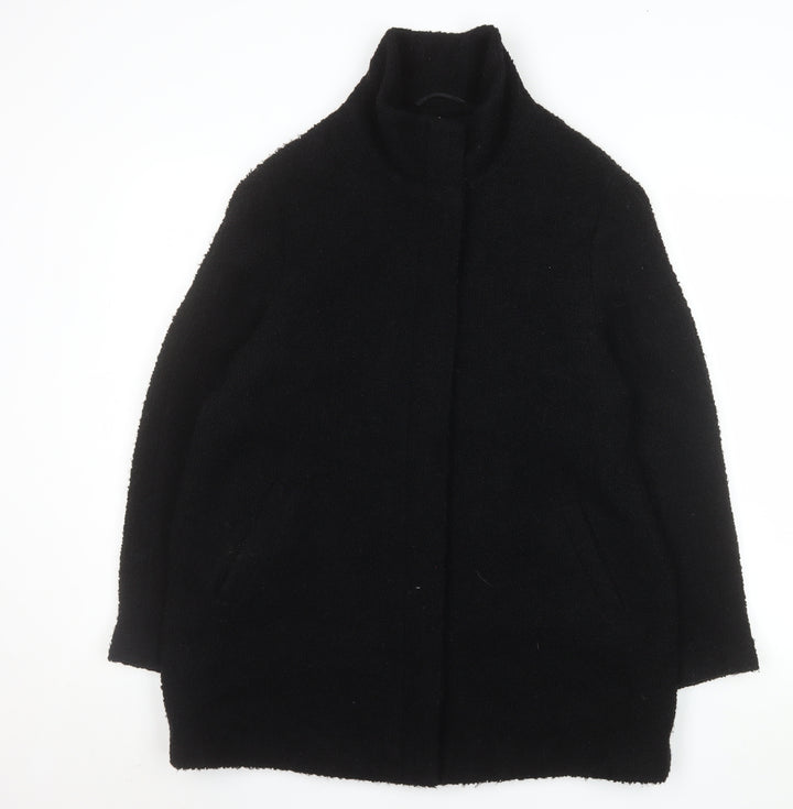 BHS Women’s Black Wool Blend Mid-Length Overcoat Size 14