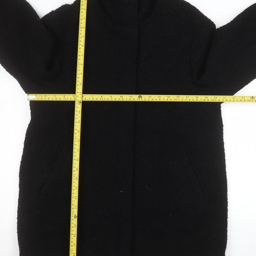 BHS Women’s Black Wool Blend Mid-Length Overcoat Size 14