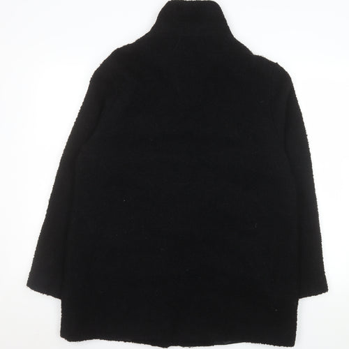 BHS Women’s Black Wool Blend Mid-Length Overcoat Size 14