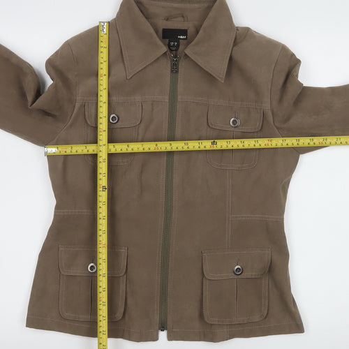 H&M Women Brown Size 10 Basic Jacket Polyester Suede Look Casual