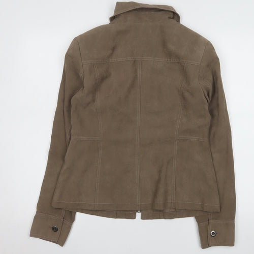 H&M Women Brown Size 10 Basic Jacket Polyester Suede Look Casual