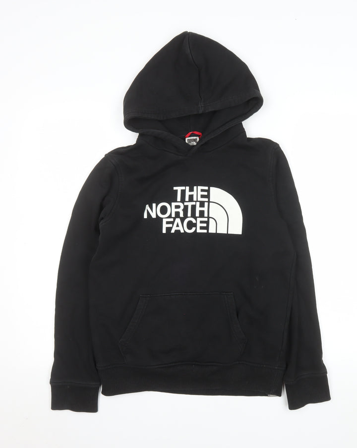 The North Face Boys Black L Pullover Hoodie with Logo Print