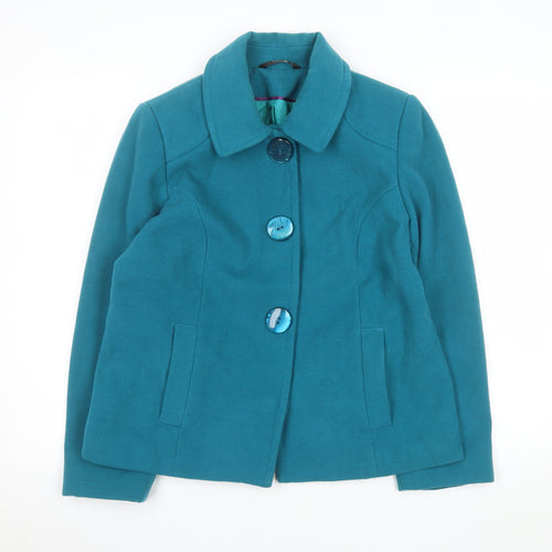 Bm Women Blue Short Button-Up Lined Jacket Size 12