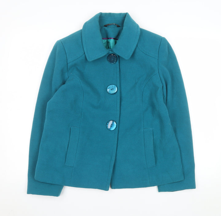 Bm Women Blue Short Button-Up Lined Jacket Size 12