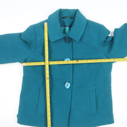 Bm Women Blue Short Button-Up Lined Jacket Size 12