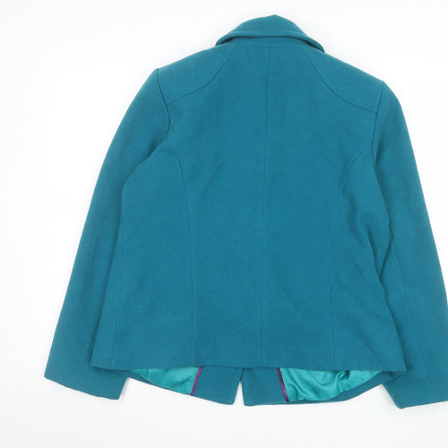 Bm Women Blue Short Button-Up Lined Jacket Size 12