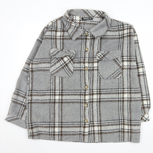 Missguided Women Grey Check Relaxed Button Jacket Size 14