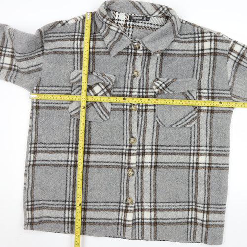 Missguided Women Grey Check Relaxed Button Jacket Size 14