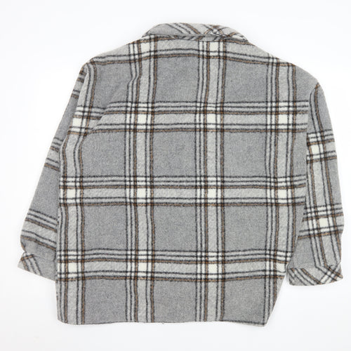 Missguided Women Grey Check Relaxed Button Jacket Size 14