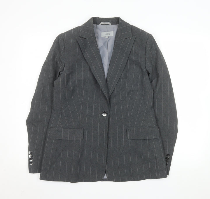 Marks and Spencer Womens Grey Pinstripe Single-Breasted Blazer UK 12