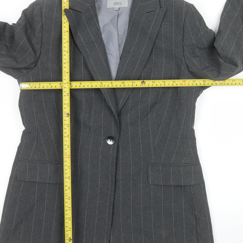 Marks and Spencer Womens Grey Pinstripe Single-Breasted Blazer UK 12