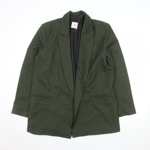 Tu Women Green Double-Breasted Blazer Size 10 Polyester Lined