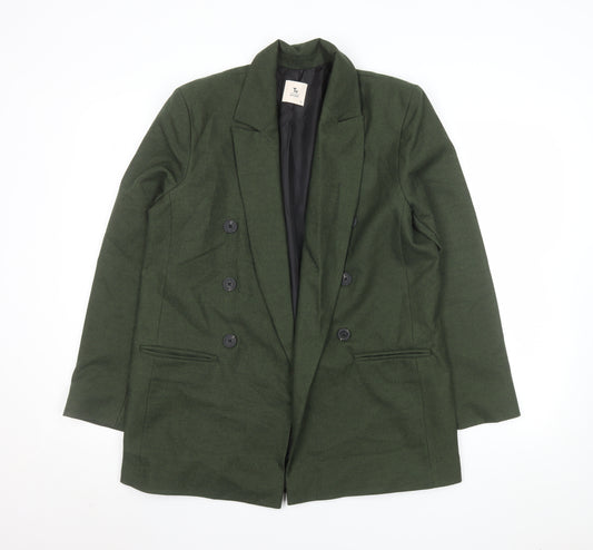 Tu Women Green Double-Breasted Blazer Size 10 Polyester Lined