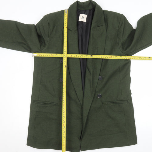 Tu Women Green Double-Breasted Blazer Size 10 Polyester Lined