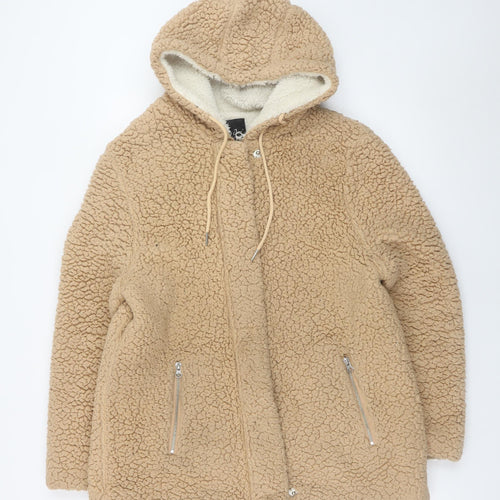 Me Jane Women’s Beige Faux Fur Hooded Jacket Size M