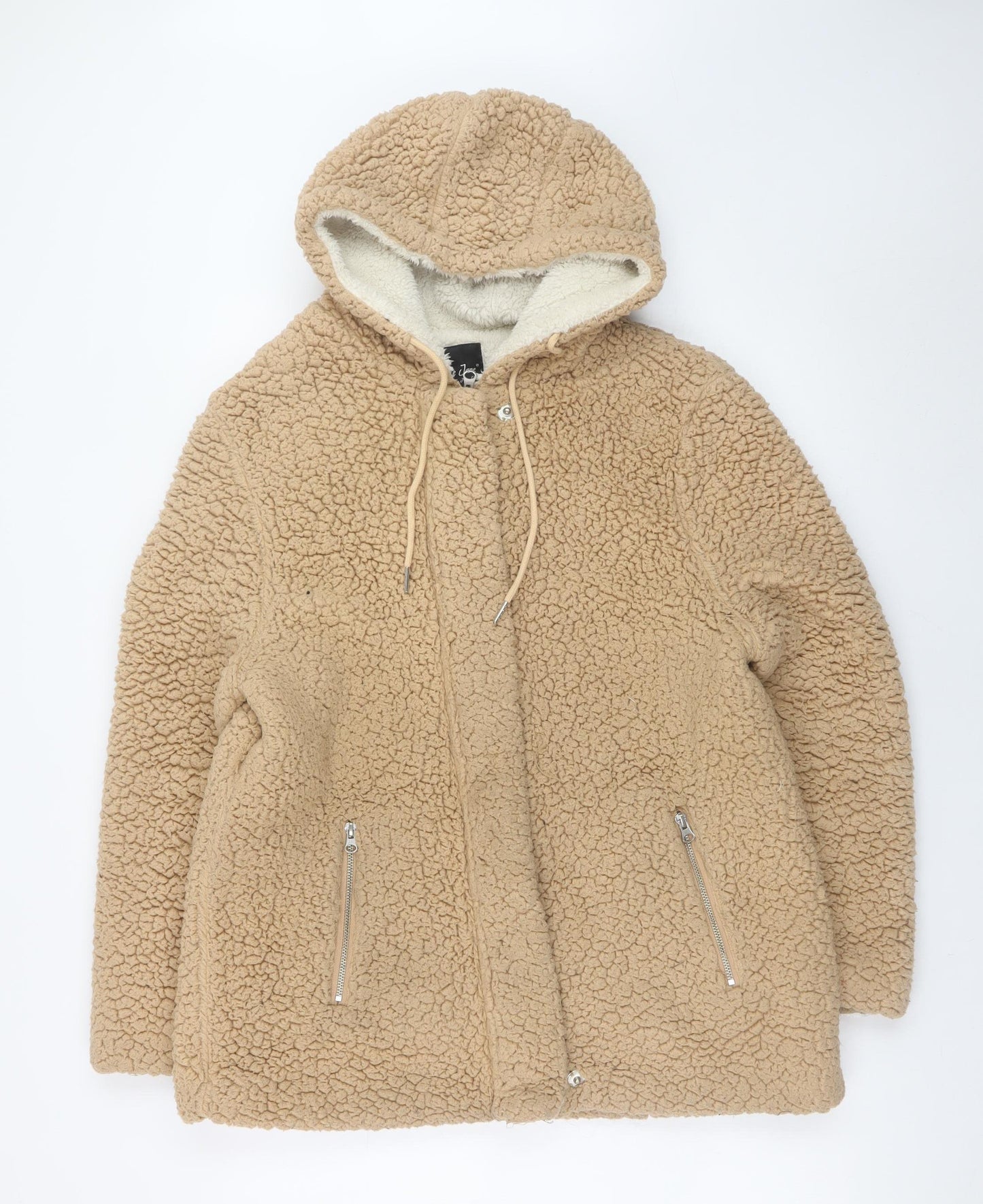 Me Jane Women’s Beige Faux Fur Hooded Jacket Size M