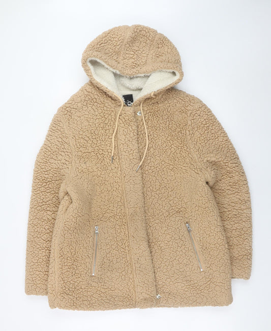 Me Jane Women’s Beige Faux Fur Hooded Jacket Size M