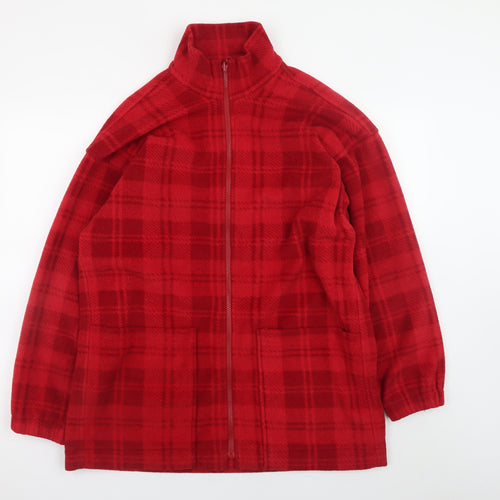 Debenhams Women Red Check Fleece Full Zip Jacket Size 14