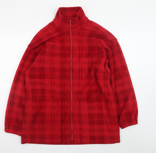 Debenhams Women Red Check Fleece Full Zip Jacket Size 14