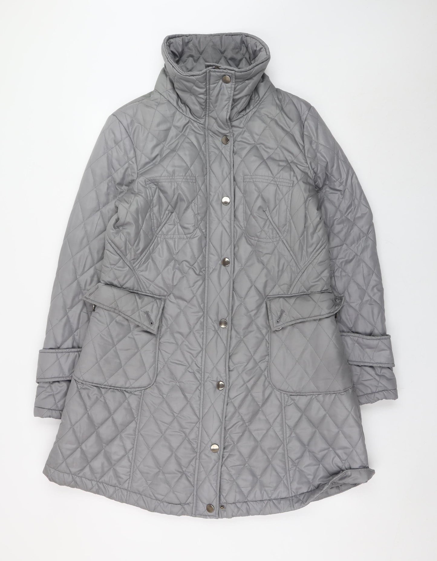 Fenn Wright Manson Women's Grey Quilted Mid-Length Coat Size 16