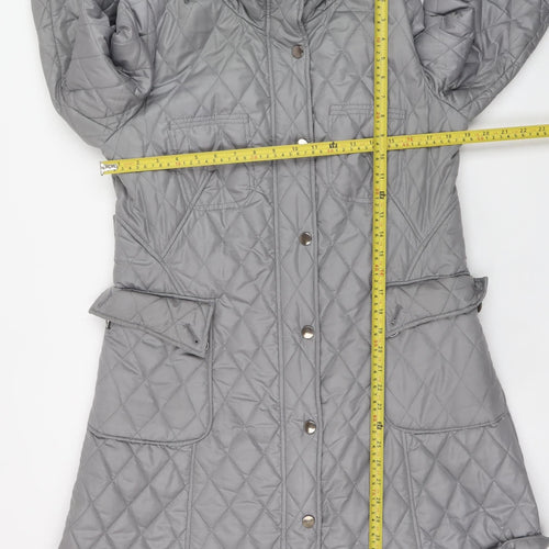 Fenn Wright Manson Women's Grey Quilted Mid-Length Coat Size 16