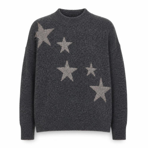 Marks and Spencer Women Grey Star Knit Crew Neck Jumper M