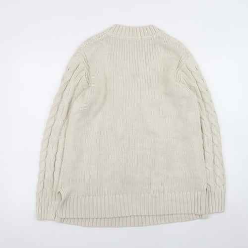 Marks and Spencer Men’s Beige Cable-Knit V-Neck Jumper Medium