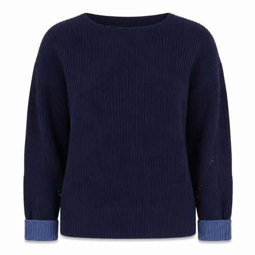 White Stuff Women's Blue Cotton Crew Neck Long Sleeve Jumper UK 14
