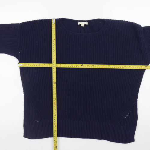 White Stuff Women's Blue Cotton Crew Neck Long Sleeve Jumper UK 14