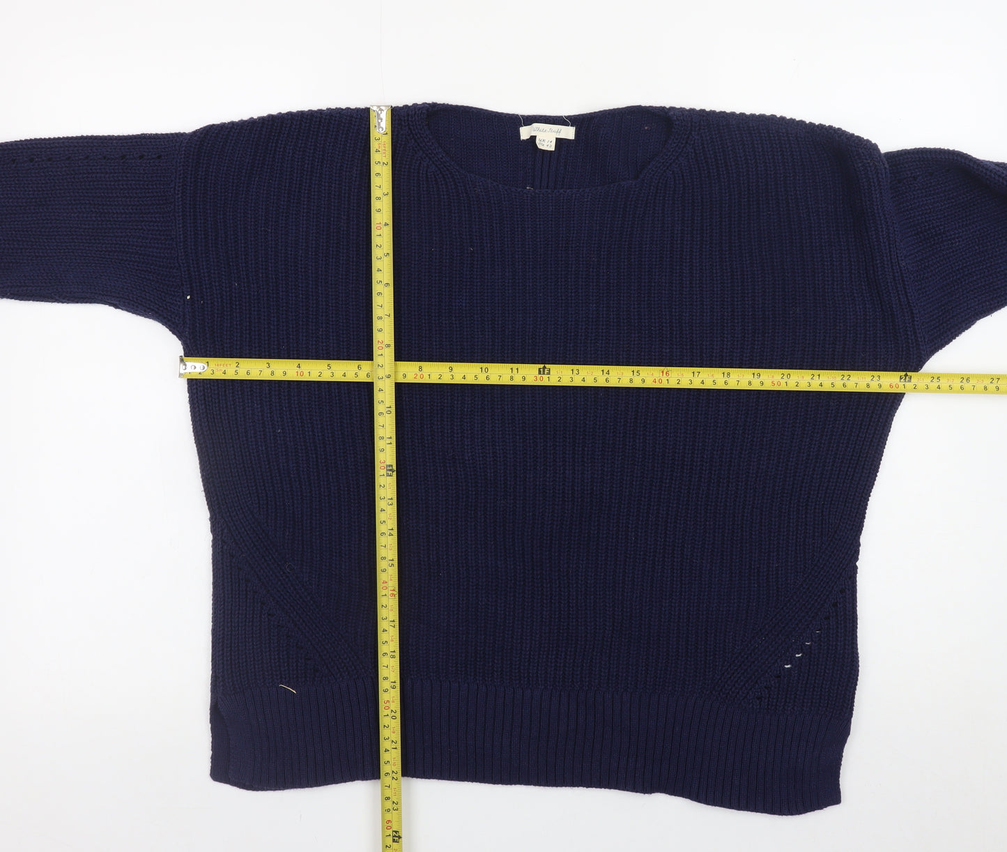 White Stuff Women's Blue Cotton Crew Neck Long Sleeve Jumper UK 14