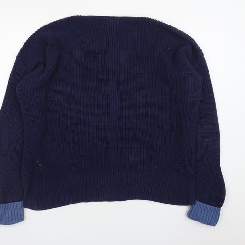 White Stuff Women's Blue Cotton Crew Neck Long Sleeve Jumper UK 14