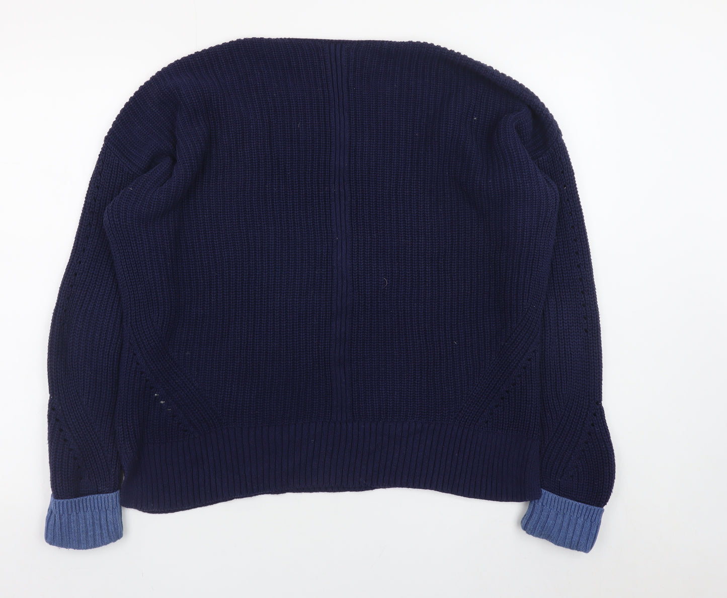 White Stuff Women's Blue Cotton Crew Neck Long Sleeve Jumper UK 14