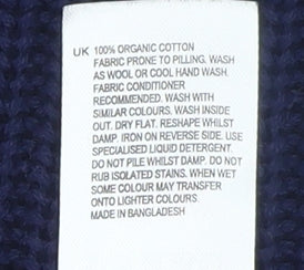 White Stuff Women's Blue Cotton Crew Neck Long Sleeve Jumper UK 14