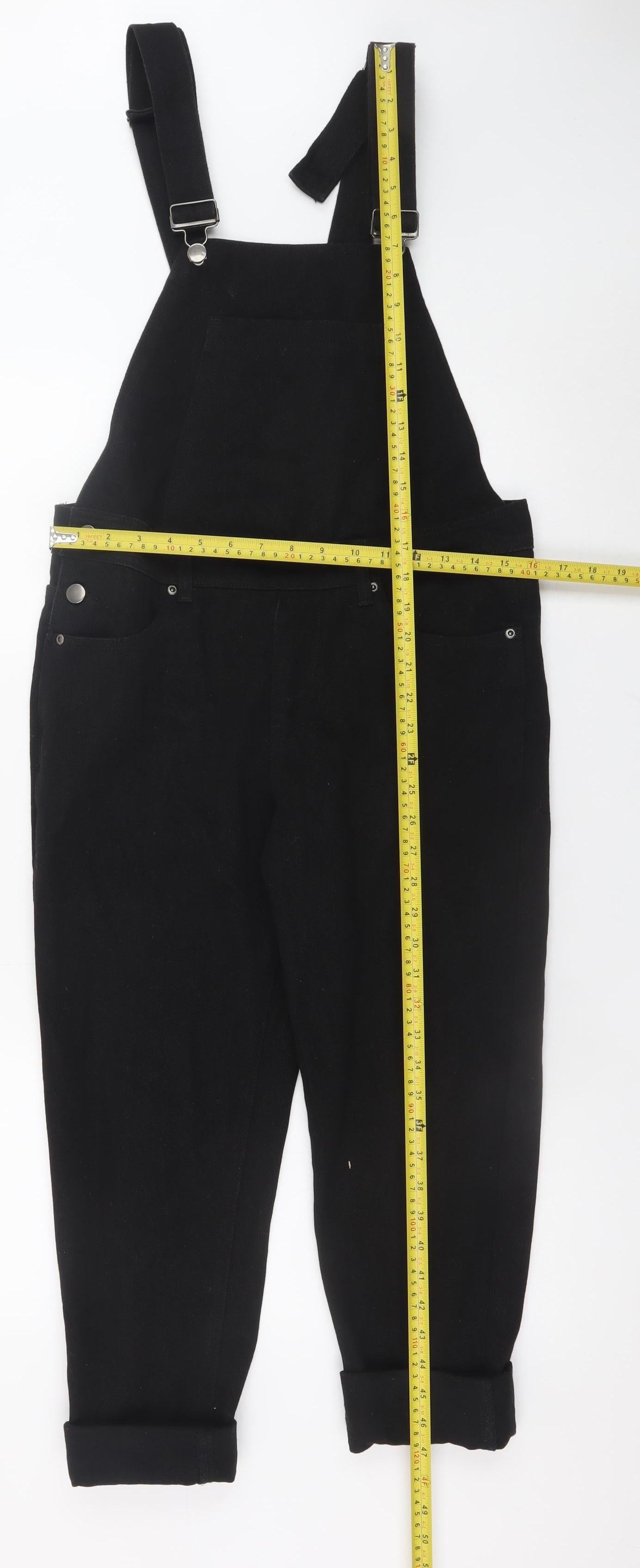 Boohoo Blue Women's Black Denim Dungarees UK 10 Adjustable Strap