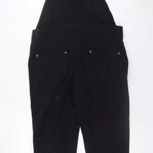 Boohoo Blue Women's Black Denim Dungarees UK 10 Adjustable Strap