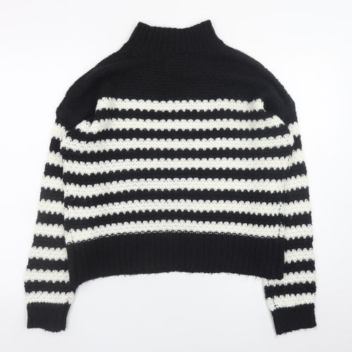 Urban Bliss Womens Black White Striped Mock Neck Knit Jumper Size S