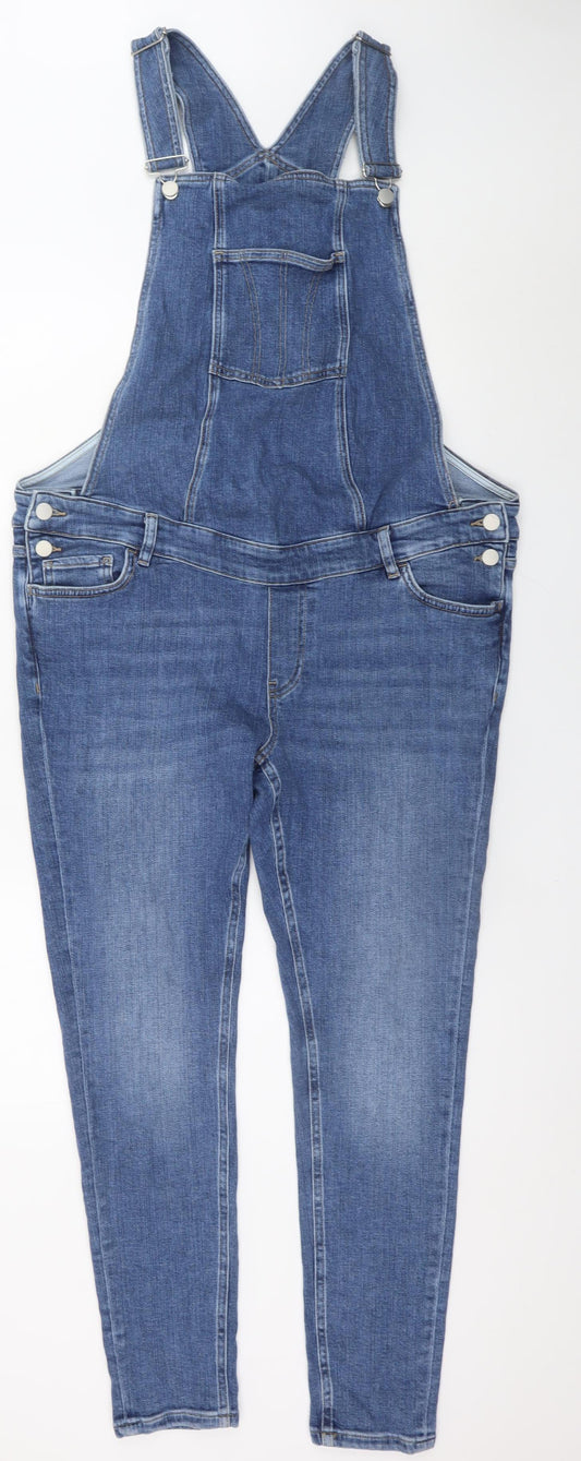 Marks and Spencer Womens Blue Denim Dungaree Jumpsuit Size 14