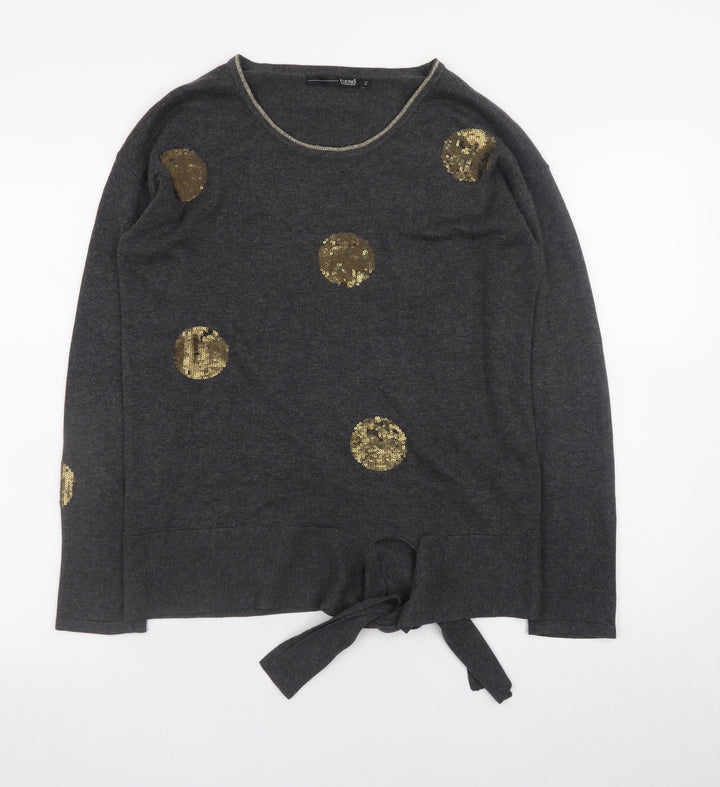 Trend by Captain Tortue Women's Grey Sequin Spot Jumper Size 12