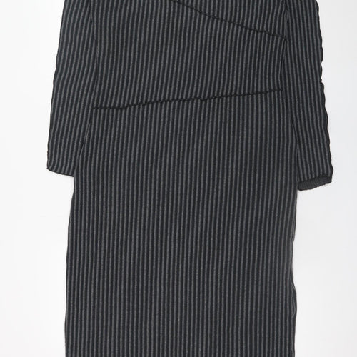 Boohoo Women’s Grey Striped Bodycon Knit Dress Size 16