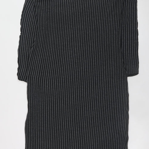 Boohoo Women’s Grey Striped Bodycon Knit Dress Size 16
